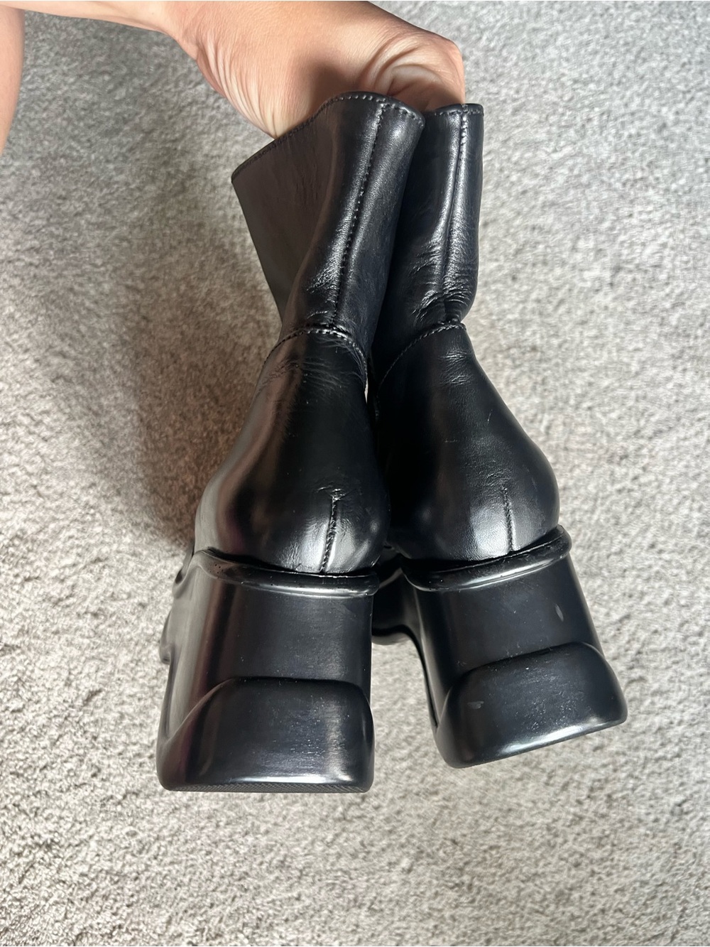 Vintage Steve Madden Goody Boots Black 8.5 B Grunge Goth Chunky Platform 90s Y2K - Picture 4 of 7